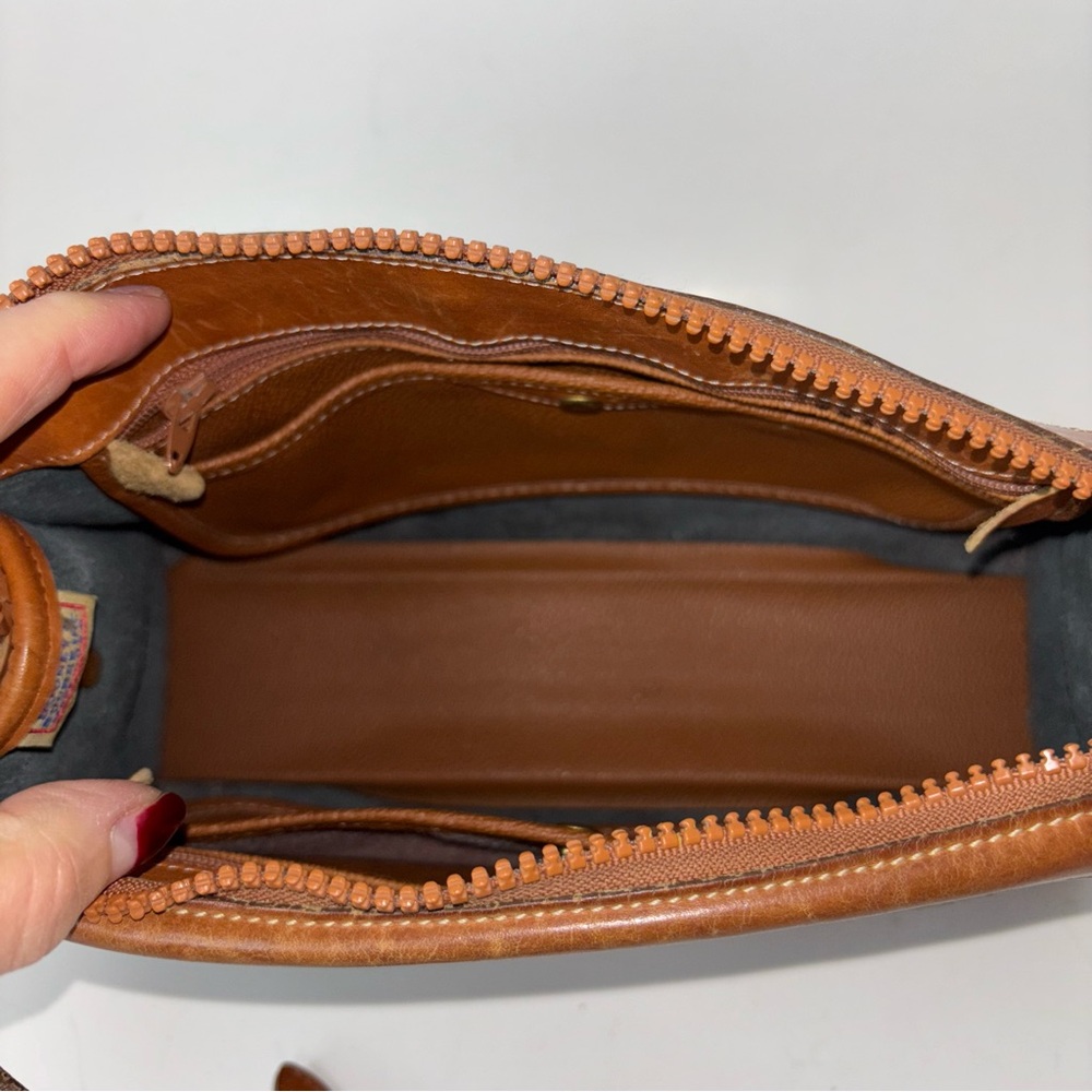 Vintage Dooney & Bourke USA Leather Crossbody Shoulder Bag Black Brown Trim - Picture 11 of 14